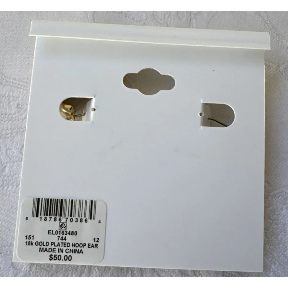 And Now This 18 KT Gold Brass Textured Hoop Earrings Classic 1.25" NEW $50 - Picture 7 of 7